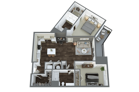 Floor plan for 2 beds, 2 baths, 1150 sqft